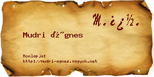 Mudri Ágnes névjegykártya
